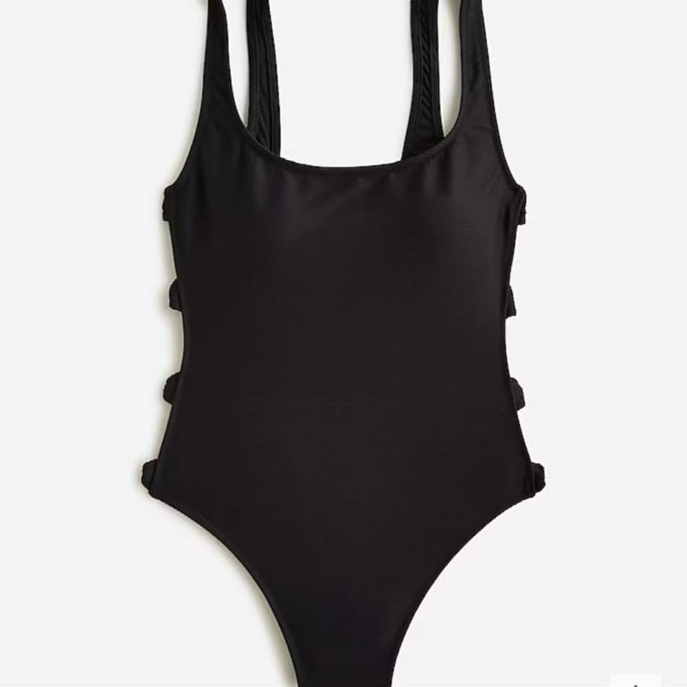 NWT JCrew Black Ribbed One Piece Swimsuit